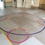 Marquage au sol peinture, école, jeux ludiques.